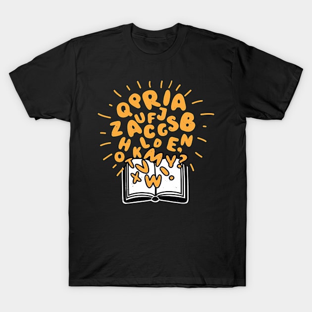 Book Lover Reading Alphabet Books T-Shirt by Foxxy Merch